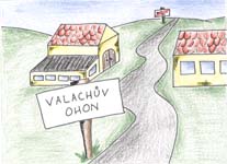 Pohled na Ohon zpoza kopky sena na Mjov